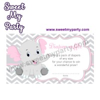 Pink and Grey Elephant diaper raffle,(9ebb)